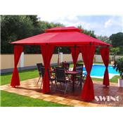 Tonnelle de jardin à rideaux Swing & Harmonie® 3x4 m bordeaux